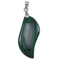 malachite pendente, with ottone cauzione, naturale, 15x39x5mm, Foro:Appross. 4mm, 5PC/lotto, Venduto da lotto