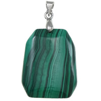 Malachite Pendentif, avec laiton caution, octogone, naturel, 19x35x4mm, Trou:Environ 4mm, 5PC/lot, Vendu par lot