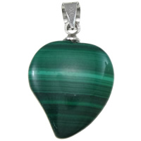 Malachite Pendentif, avec laiton caution, coeur, naturel, 13x24x5mm, Trou:Environ 4mm, 5PC/lot, Vendu par lot