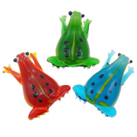 Mode Lampwork Pendants, Frog, handgjord, blandade färger, 27x42x12.50mm, Hål:Ca 6-8mm, 12PC/Box, Säljs av Box