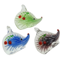 Fashion Lampwork Hangers, Egel, handgemaakt, gemengde kleuren, 43x40x10mm, Gat:Ca 6mm, 12pC's/box, Verkocht door box