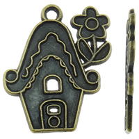 Zinc Alloy vedhæng Cabochon Setting, House, forgyldt, flere farver til valg, nikkel, bly & cadmium fri, 21x25x1mm, Hole:Ca. 2mm, Indvendig diameter:Ca. 1.5mm, 555pc'er/KG, Solgt af KG