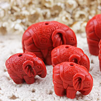 Cinnabar Pendants Elephant carved Approx 1-2mm Sold By Lot