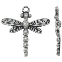 Cink Alloy životinja Privjesci, Dragonfly, starinski srebrne boje pozlaćen, nikal, olovo i kadmij besplatno, 33x33.50x3mm, Rupa:Približno 2.5mm, 300računala/KG, Prodano By KG