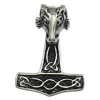 Nerūdijančio plieno papuošalai Pakabukai, Nerūdijantis plienas, Thor Hammer, juodinti, 22x31x9mm, Skylė:Apytiksliai 6x6mm, 10kompiuteriai/Pirkimo, Pardavė Pirkimo