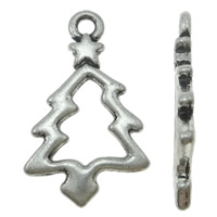 Zinklegering Kerst Hangers, Zinc Alloy, Kerstboom, antiek zilver plated, nikkel, lood en cadmium vrij, 23x14x2mm, Gat:Ca 2mm, 1100pC's/KG, Verkocht door KG