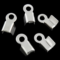 Iron Koord Tips, Ijzer, Rechthoek, silver plated, nikkel, lood en cadmium vrij, 4x9x3mm, Gat:Ca 2mm, 5000pC's/Bag, Verkocht door Bag