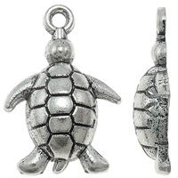 Colgantes Animales de Aleación de Zinc, Tortuga, chapado en color de plata antigua, libre de níquel, plomo & cadmio, 13x19x4mm, agujero:aproximado 1.5mm, 1000PCs/KG, Vendido por KG