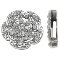 Mode Zink Alloy Slide Charm, Blomma, platina pläterad, med strass, nickel, bly och kadmium gratis, 20.5x5mm, Hål:Ca 15x2mm, 50PC/Bag, Säljs av Bag