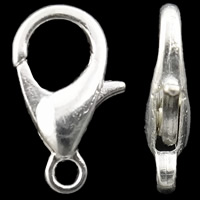 Sinc Alloy Ghliomaigh Clasp, dath airgid plated, nicil, luaidhe & caidmiam saor in aisce, 6.50x12x2.50mm, Poll:Thart 1mm, 1000ríomhairí pearsanta/Mála, Díolta De réir Mála