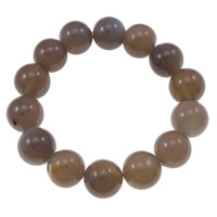 agate grise bracelet, Rond, naturel, 14mm, Longueur Environ 7.5 pouce, 5Strandstoron/sac, Vendu par sac