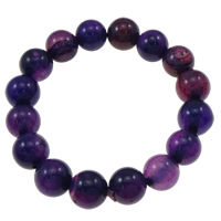 agate pourpre bracelet, Rond, 12mm, Longueur Environ 7.5 pouce, 5Strandstoron/sac, Vendu par sac