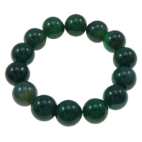 Ágata verde Pulsera, Esférico, 14mm, longitud aproximado 7.5 Inch, 5Strandsfilamento/Bolsa, Vendido por Bolsa