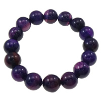 agate pourpre bracelet, Rond, 12mm, Longueur Environ 7.5 pouce, 5Strandstoron/sac, Vendu par sac