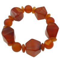 Bracelets en Agate rouge, tambour, 22x19mm, Longueur Environ 7.5 pouce, 5Strandstoron/sac, Vendu par sac