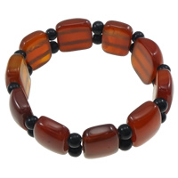 Red Agate Armbånd, med Sort Agate, 20x20x9mm, Længde Ca. 7.5 inch, 10Strands/Bag, Solgt af Bag