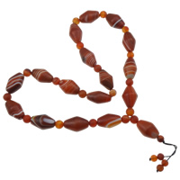 16 Mala pärlor, Red Agate, Bicone, buddhistiska smycken, 18x28mm, Längd Ca 23.5 inch, 10Strands/Bag, Ca 16PC/Strand, Säljs av Bag