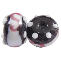 Contas de Lampwork  de acidentado, vidrilho, Rondelle, feito à mão, dois tons, 13x8mm, Buraco:Aprox 2mm, 100PCs/Bag, vendido por Bag