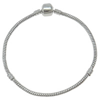 Chain European Bracelet, laiton, Placage de couleur platine, longueur différente pour le choix, protéger l'environnement, sans nickel, plomb et cadmium, 3mm, Vendu par brin