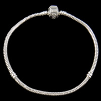 Messing European Armbånd, ordet kærlighed, platin farve forgyldt, med bogstavet mønster, nikkel, bly & cadmium fri, 3mm, Solgt Per Ca. 8 inch Strand