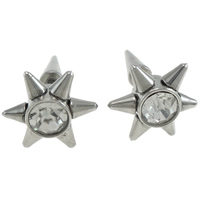 Bijoux de piercing d'oreille en acier inoxydable, fleur, avec strass, couleur originale, 21x13x13mm, Vendu par paire