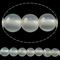 Perle Agate blanche naturelle, Rond, 6mm, Trou:Environ 0.7mm, Environ 63PC/brin, Vendu par Environ 15 pouce brin