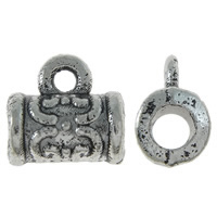 Zinklegering Bail Kralen, Zinc Alloy, Kolom, antiek zilver plated, nikkel, lood en cadmium vrij, 8x7mm, Gat:Ca 1.5mm, Binnendiameter:Ca 2.5mm, Ca 1425pC's/Bag, Verkocht door Bag