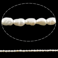 Coirníní Rice saothraithe Diúilicín Péarla, Pearl Fionnuisce, Rís, nádúrtha, bán, Grád A, 2-3mm, Poll:Thart 0.8mm, Díolta Per 14.5 Inse Snáithe