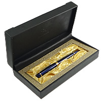 Zinc Alloy Balpen, met Messing, gold plated, blauw, nikkel, lood en cadmium vrij, 198x98x48mm, Verkocht door PC