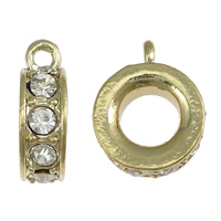 Zinklegering Bail Kralen, Zinc Alloy, Donut, gold plated, met strass, nikkel, lood en cadmium vrij, 5x17mm, Gat:Ca 2mm, 7mm, 200pC's/Lot, Verkocht door Lot