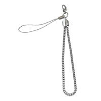 Messing Cell Phone Lanyard, platinum plated, slang keten, nikkel, lood en cadmium vrij, 7x11x3.5mm, 0.5mm, 2.5mm, Lengte Ca 2.2 inch, Ca 3.5 inch, 100strengen/Lot, Verkocht door Lot