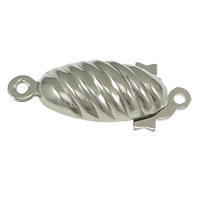 Messing Fischhaken Verschluss, 304 Edelstahl, oval, Einzelstrang, originale Farbe, frei von Nickel, Blei & Kadmium, 22x9x5mm, Bohrung:ca. 1mm, 200PCs/Menge, verkauft von Menge