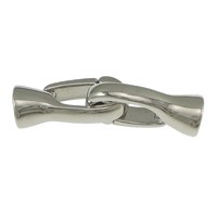 Mässing Fold Over Lås, platina pläterad, med ändlock, nickel, bly och kadmium gratis, 27mm, 15x7x3mm, Hål:Ca 4.5mm, 100Satser/Lot, Säljs av Lot