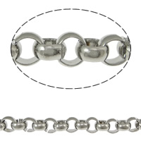 Rostfritt stål Rolo Chain, 316 rostfritt stål, handgjord, rolo kedja, ursprungliga färgen, 7mm, 10m/Lot, Säljs av Lot