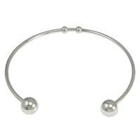 acier inoxydable bracelet manchette, couleur originale, 2mm, Diamètre intérieur:Environ 59x55mm, Longueur Environ 6.5 pouce, 50PC/lot, Vendu par lot