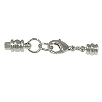 Sinc Alloy Claw Gliomach Corda Clasp, dath platanam plátáilte, le caipín deireadh, nicil, luaidhe & caidmiam saor in aisce, 47mm, 13x6mm, 9x15mm, Poll:Thart 4mm, 3mm, 100seiteanna/Lot, Díolta De réir Lot