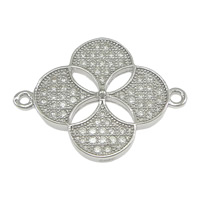 925 Sterling Sølv Stik, Flower, Micro Pave cubic zirconia & 1/1 løkke, 23x18x2mm, Hole:Ca. 1.5mm, 5pc'er/Lot, Solgt af Lot