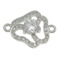 Connecteurs en argent Sterling 925, fleur, pavé de micro zircon & boucle de 1/1, 17x13.50x3.50mm, Trou:Environ 1.5mm, 10PC/lot, Vendu par lot