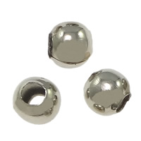 Perles bijoux en laiton, Rond, Placage de couleur platine, protéger l'environnement, sans nickel, plomb et cadmium, 3x3mm, Trou:Environ 1mm, 2sacsvalises/lot, 20000/sac, Vendu par lot