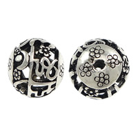 Zinc Alloy šperky Korálky, Zinek, Kolo, starožitné barva postříbřená, dutý, nikl, olovo a kadmium zdarma, 14mm, Otvor:Cca 2mm, 200PC/Lot, Prodáno By Lot