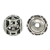 Abalorios de Aleación de Zinc , Esférico, chapado en color de plata antigua, hueco, libre de níquel, plomo & cadmio, 8mm, agujero:aproximado 1.5mm, 300PCs/Grupo, Vendido por Grupo