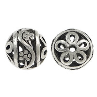 Zinc Alloy šperky Korálky, Zinek, Kolo, starožitné barva postříbřená, dutý, nikl, olovo a kadmium zdarma, 15mm, Otvor:Cca 2mm, 200PC/Lot, Prodáno By Lot