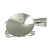 Hår klipp brosch Backs, Mässing, Flat Round, platina pläterad, nickel, bly och kadmium gratis, 39x25x7mm, Innerdiameter:Ca 25mm, 200PC/Lot, Säljs av Lot