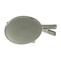 Pince à cheveux Broche Backs, laiton, Plat rond, Placage de couleur platine, protéger l'environnement, sans nickel, plomb et cadmium, 45x31x5.50mm, Diamètre intérieur:Environ 30mm, 200PC/lot, Vendu par lot