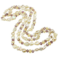 Pearl Fionnuisce Geansaí Necklace, le Crystal, Keishi, nádúrtha, il-daite, 9-20mm, Díolta Per Thart 48 Inse Snáithe