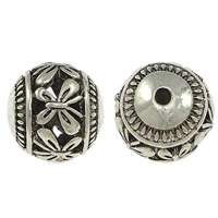 Lo zinco in lega Hollow perline, lega in zinco, Cerchio, placcato argento antico, cavo, assenza di nichel,piombo&cadmio, 14mm, Foro:Appross. 2mm, 200PC/lotto, Venduto da lotto