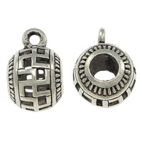 Zinc Alloy Bail korálky, Zinek, Drum, starožitné barva postříbřená, dutý, nikl, olovo a kadmium zdarma, 12.50x19mm, Otvor:Cca 2.5mm, 6mm, 200PC/Lot, Prodáno By Lot