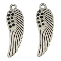 Cink Alloy Privjesak vještački dijamant Podešavanje, Wing Shape, starinski srebrne boje pozlaćen, nikal, olovo i kadmij besplatno, 8x25.50x1.50mm, Rupa:Približno 2mm, Unutarnji promjer:Približno 1mm, 500računala/Lot, Prodano By Lot