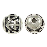 Lo zinco in lega Hollow perline, lega in zinco, Cerchio, placcato argento antico, cavo, assenza di nichel,piombo&cadmio, 10mm, Foro:Appross. 2mm, 200PC/lotto, Venduto da lotto