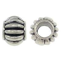 Cink legura nakit perle, Cink Alloy, Drum, starinski srebrne boje pozlaćen, valovit, nikal, olovo i kadmij besplatno, 6.50x8mm, Rupa:Približno 4mm, 1000računala/Lot, Prodano By Lot